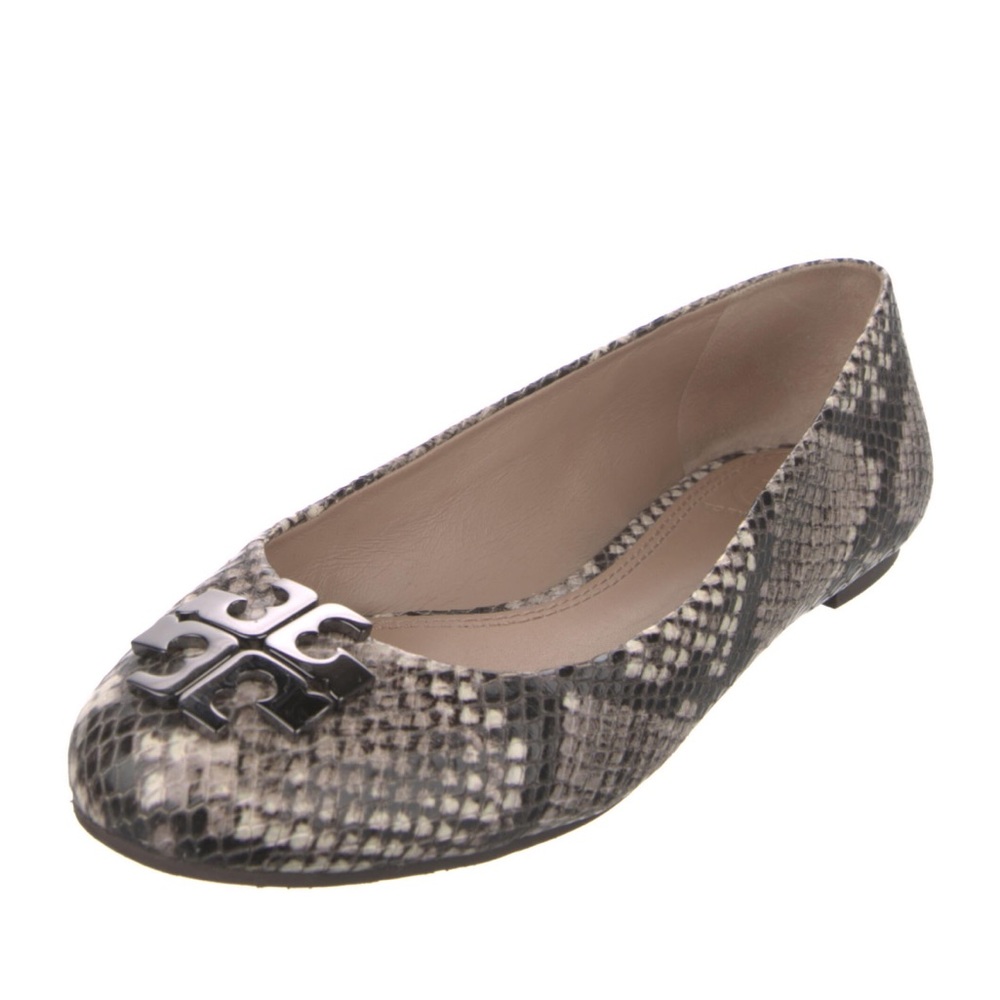 Animal print embossed leather flats.